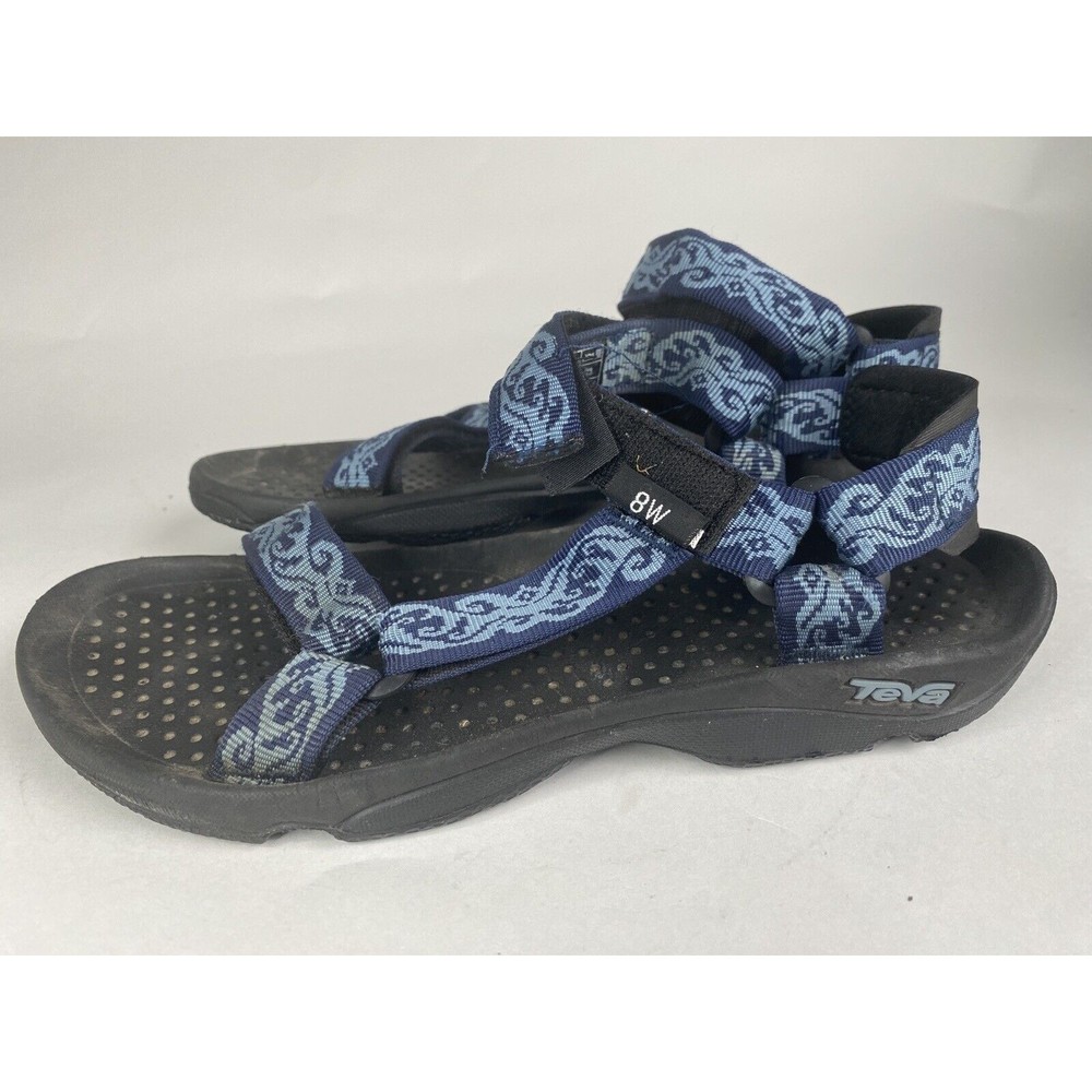 TEVA WOMENS SHOC PRO HIKING/WALKING SANDALS SIZE 8W  BLACK/BLUE